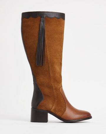 Joe Browns Brown Suede Knee High Boot- Extra Wide Fit (EEE) & Super Curvy Calf