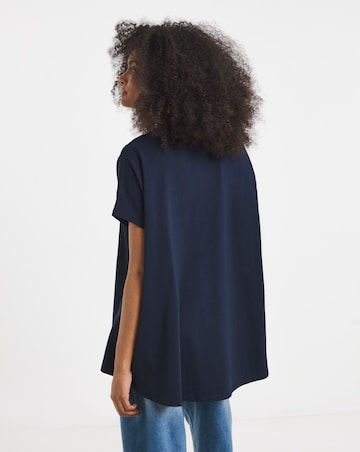 Navy Slouchy Dip Back Pure Cotton T-Shirt