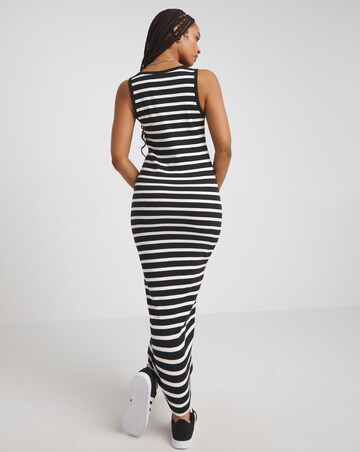 Simply Be Mono Stripe Ribbed Scoop Neck Maxi Dress
