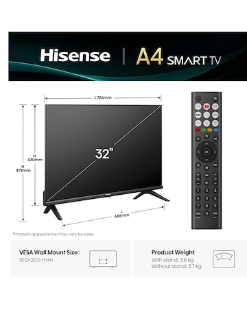 Hisense 32A4QTUK 32in Full HD LED Smart TV with Freely