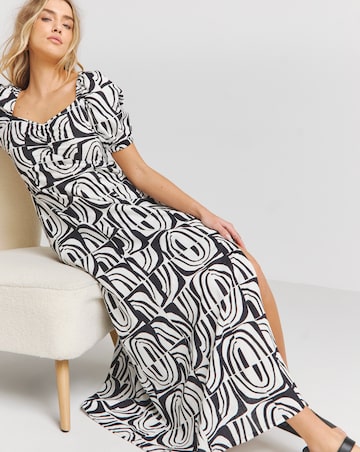 Ruched Front Linen Mix Maxi Dress