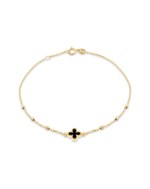 9ct Yellow Gold Onyx Petal Bracelet