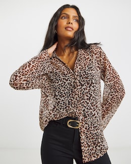 Animal Crinkle Georgette Blouse
