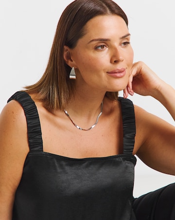 Satin Square Neck Ruched Cami