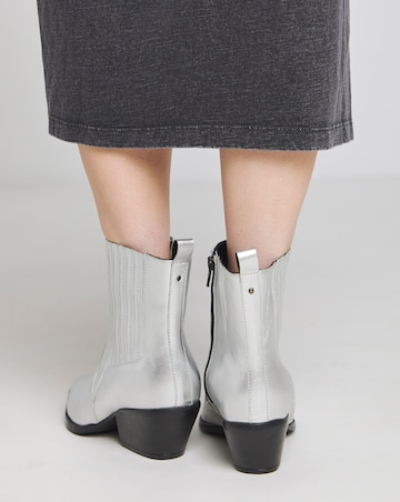 Katya Leather Pointed Chelsea Western Ankle Boots Extra Wide EEE Fit