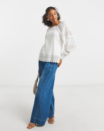 Joanna Hope Crinkle Blouse With Premium Trims