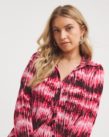 Pink Tie Dye Plisse Shirt
