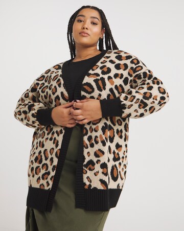 Animal Pattern Edge to Edge Volume Sleeve Cardigan