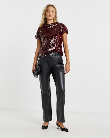 Glossy Sequin Cap Sleeve Top