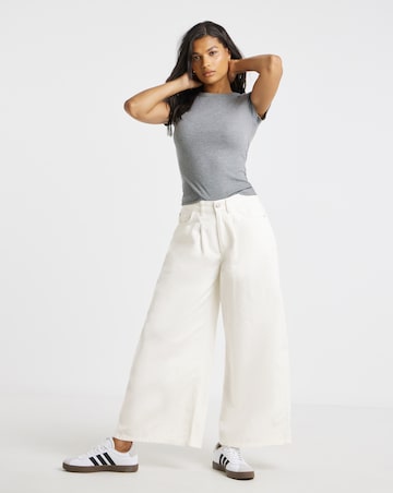 Simply Be Ecru Extreme Pleat Detail Wide Leg Jean