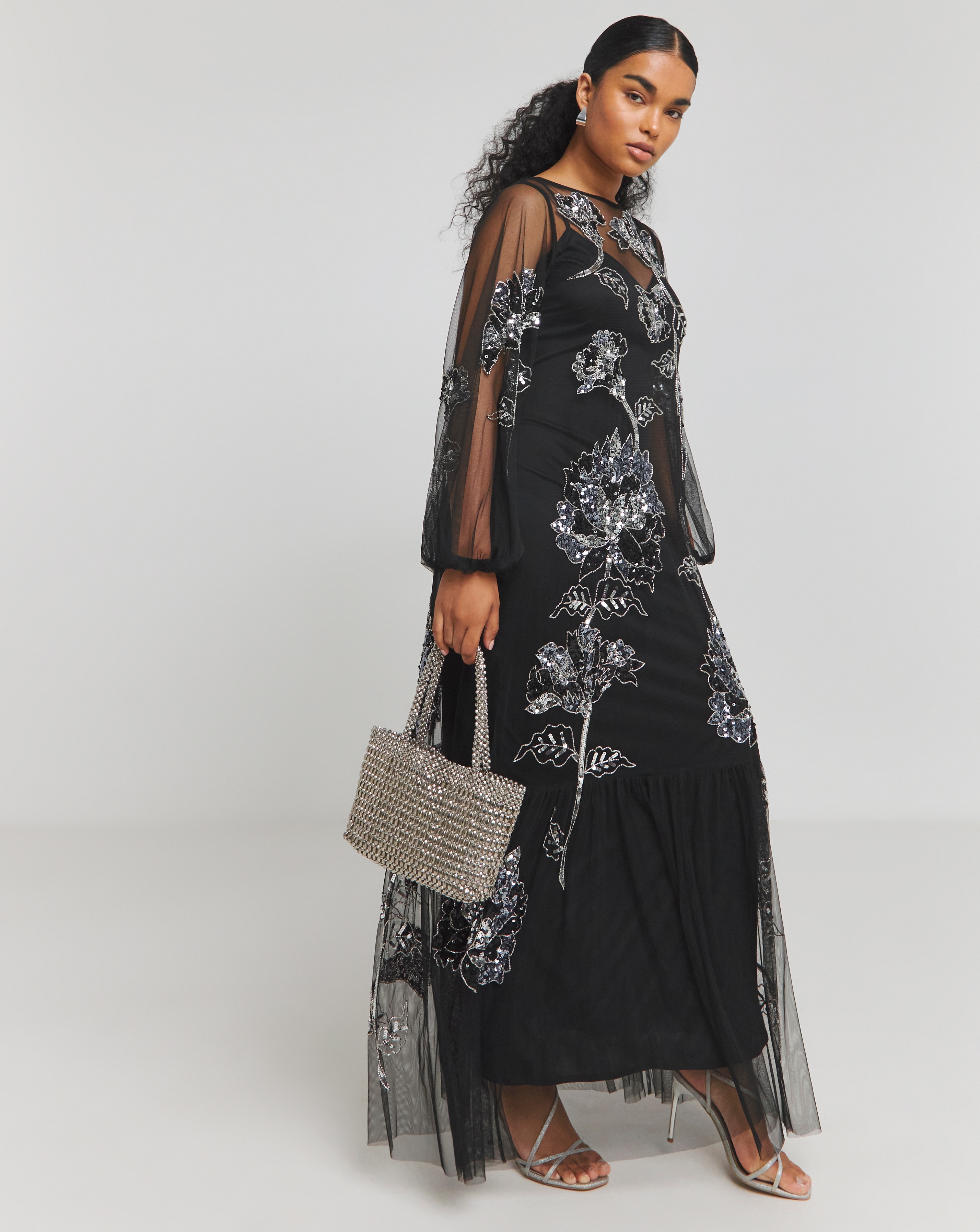 Embellished trapeze dress deals
