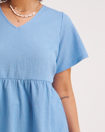 Blue Textured Peplum Top