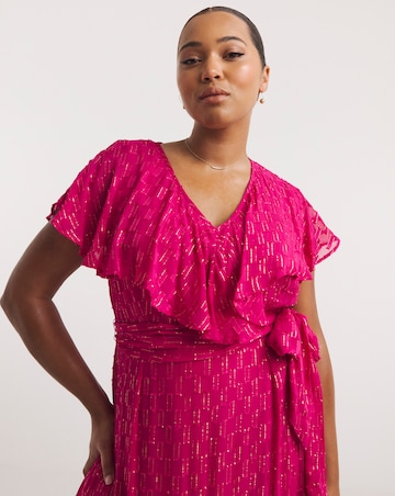 Joanna Hope Pink Metallic Dobby Maxi Dress