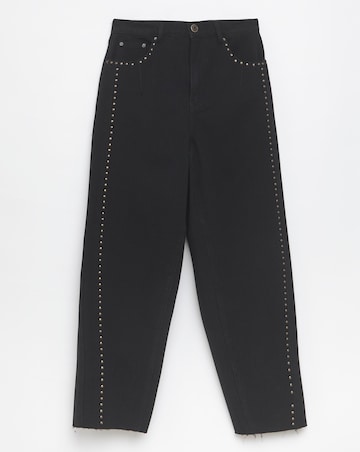 Simply Be Black Side Studded Barrel Leg Jeans