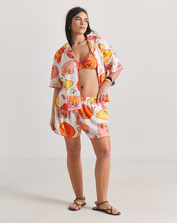 Figleaves Sticker Print Beach Shirt and Short Co-Ord Set