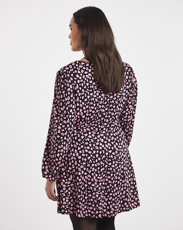 Pink Print Supersoft Sweetheart Neck Skater Dress