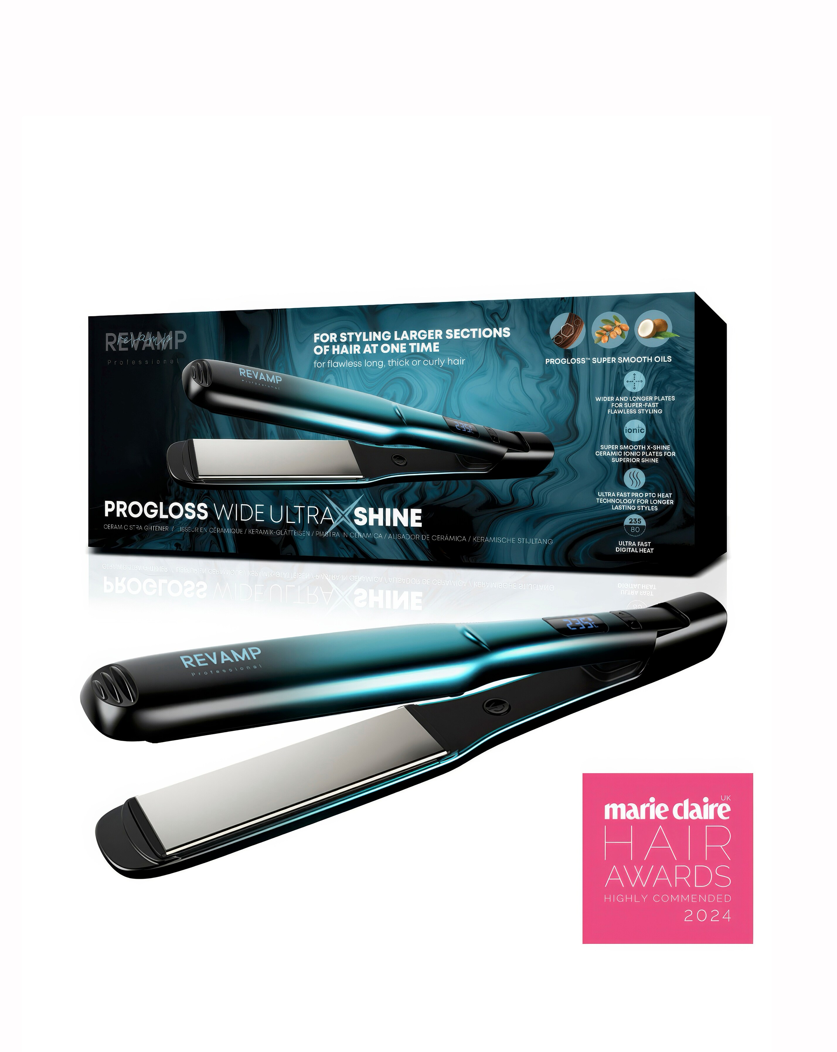 Revamp Progloss Wide Ultra X Shine Ceramic Hair Straightener