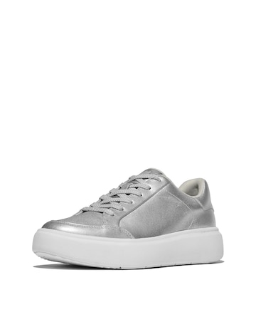Fitflop Metallic Leather Trainers Silver - Standard Fit (D)