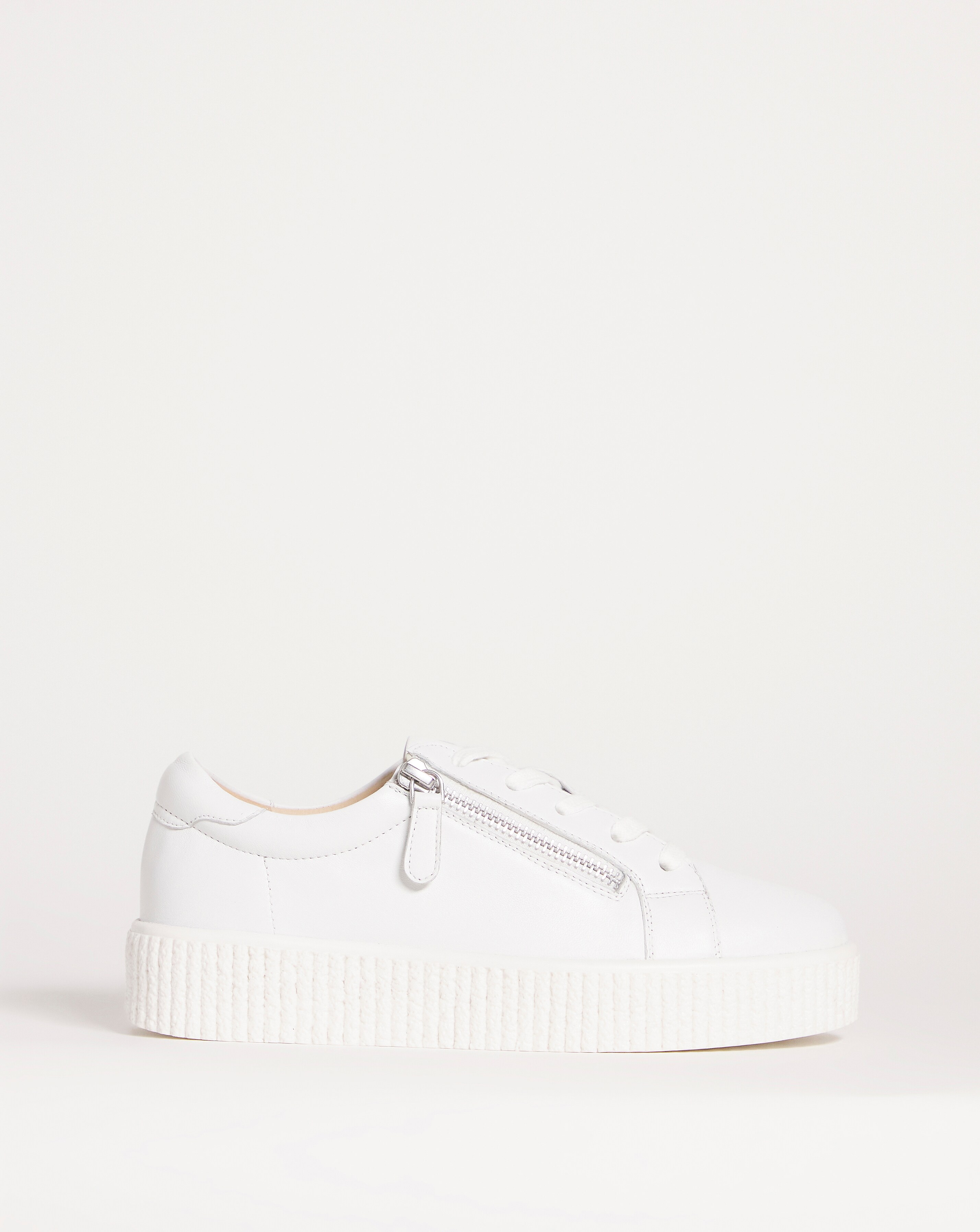 Talulah Leather Side Zip Trainers - Wide Fit (E)