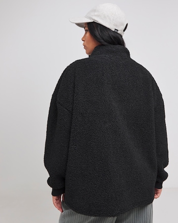 Black Teddy Jacket With Nylon Pocket