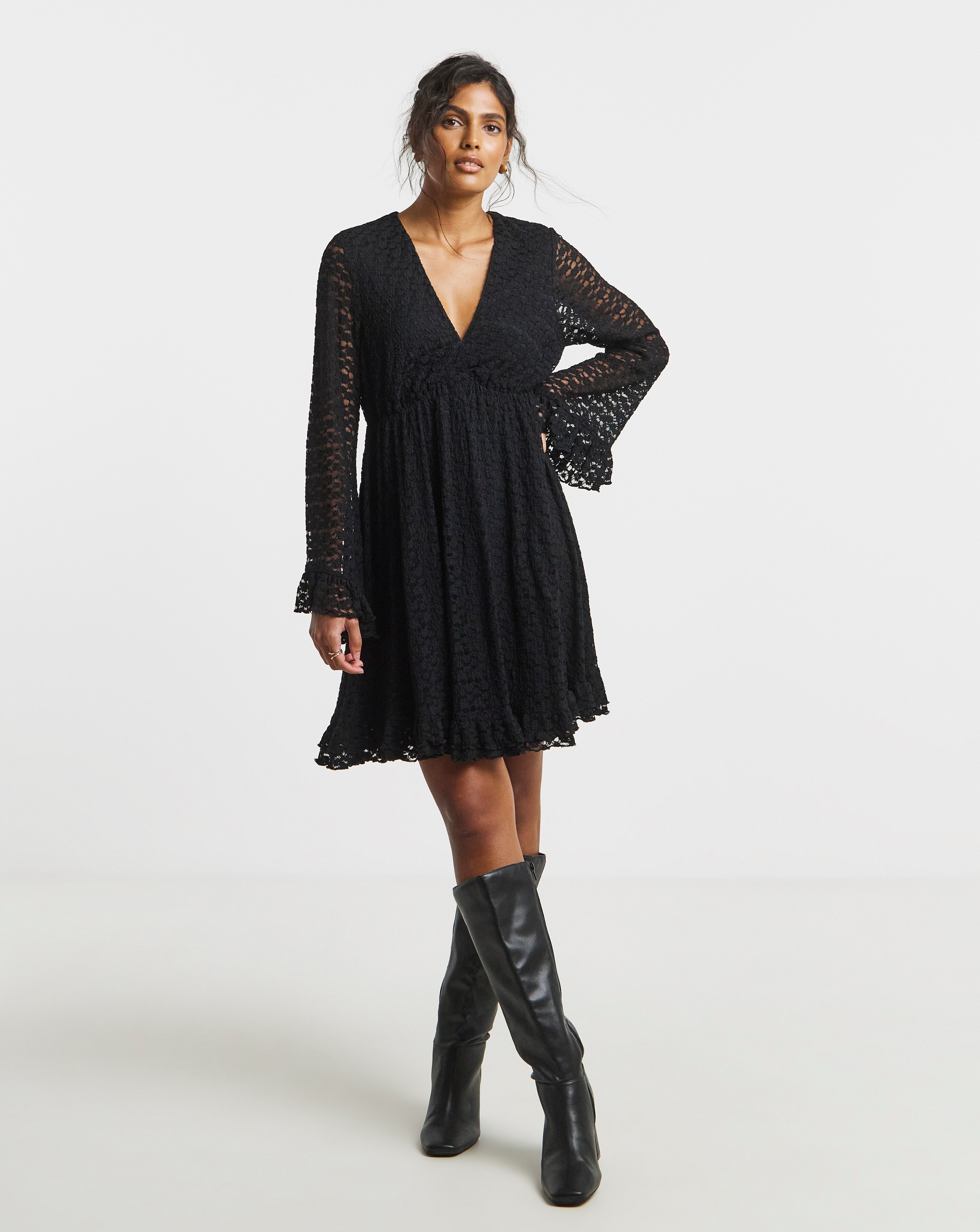 Simply Be Black Lace Skater Dress