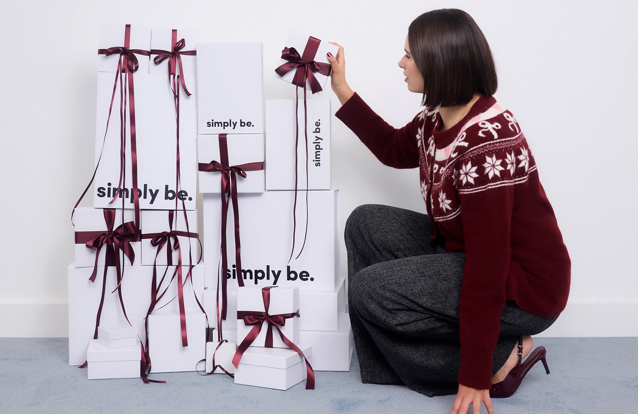 Model stacks Simply Be gift boxes