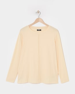 Simply Be Buttermilk Exposed Seam Rib Top