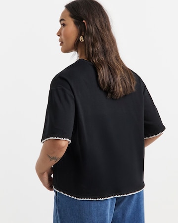 Black Whipstitch Detail T-Shirt