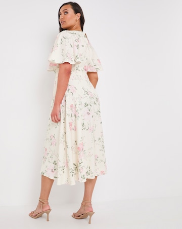 Joanna Hope Floral Angel Sleeve Midi Dress