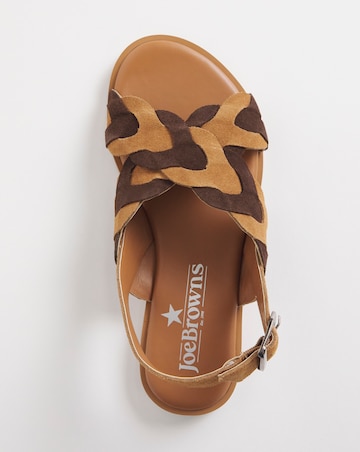 Joe Browns Tan Comfort Suede Plait Sandals -Wide Fit (E)