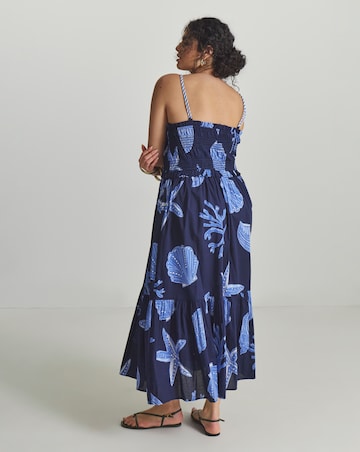 MAGISCULPT Shirred Maxi Beach Dress Shell Print