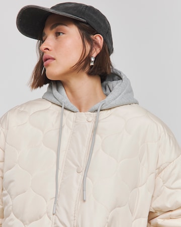 Stone Jersey Hooded Quilted Jacket