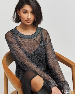 Gunmetal Hole Knit Jumper