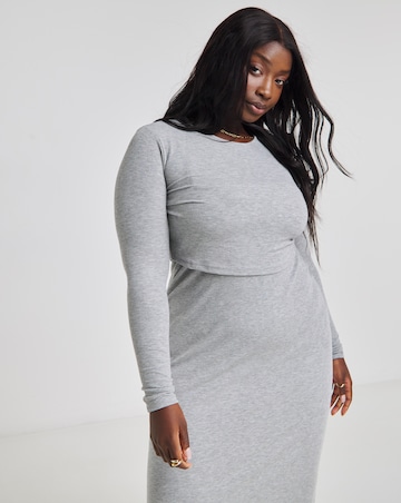 Grey Marl 2 in 1 Ribbed Cami Maxi Dress