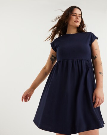 Navy Cotton Jersey Smock Dress
