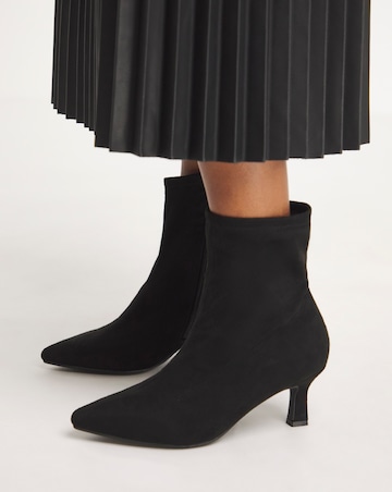 Ally Kitten Heel Sock Boot - Wide Fit (E)