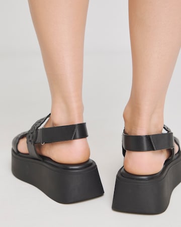 Simply Be Crystal Laser Cut Strap Flatform Sandals - Wide Fit (E)