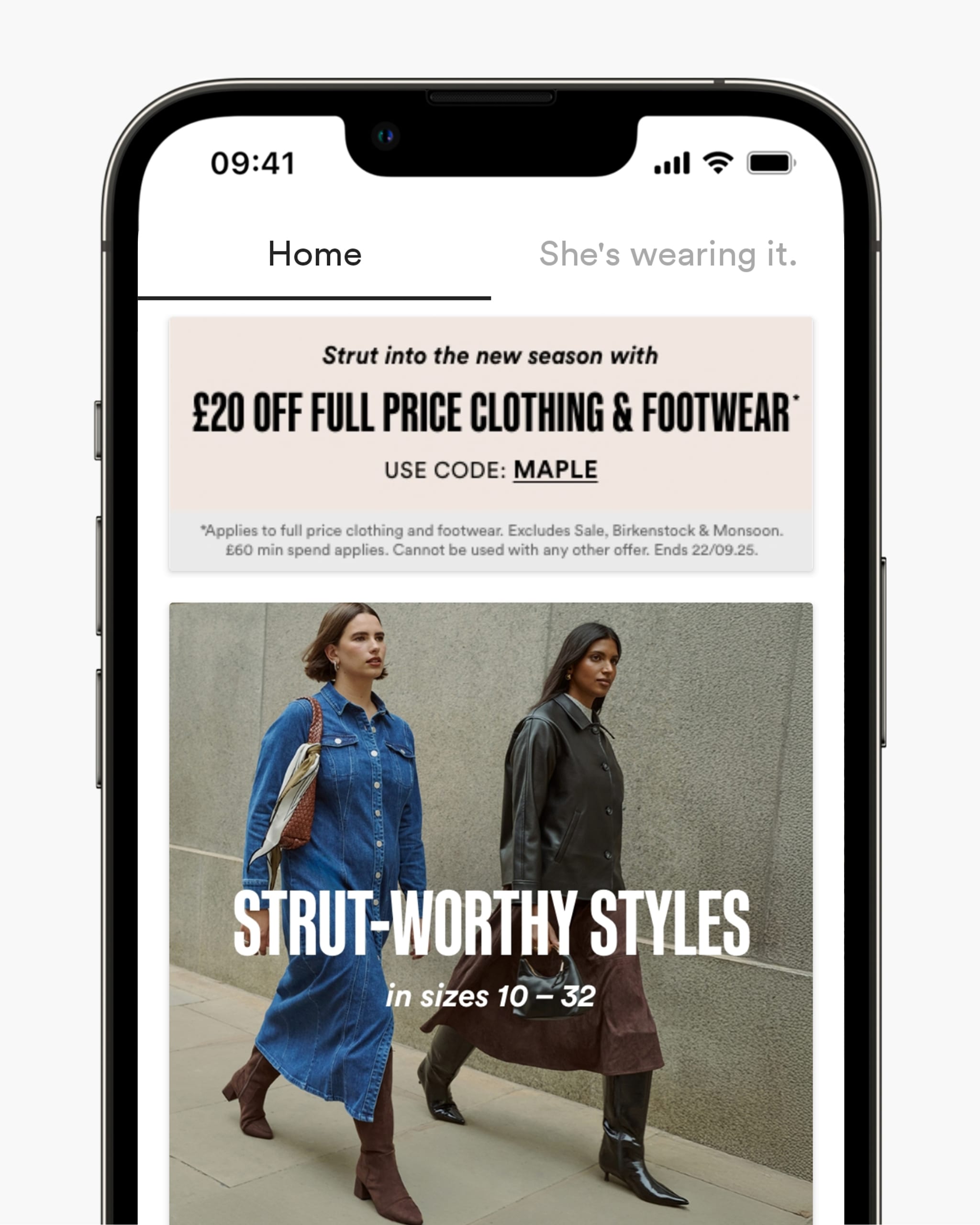 Simply Be App home page