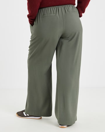 Twill Drawstring Wide Leg Trousers
