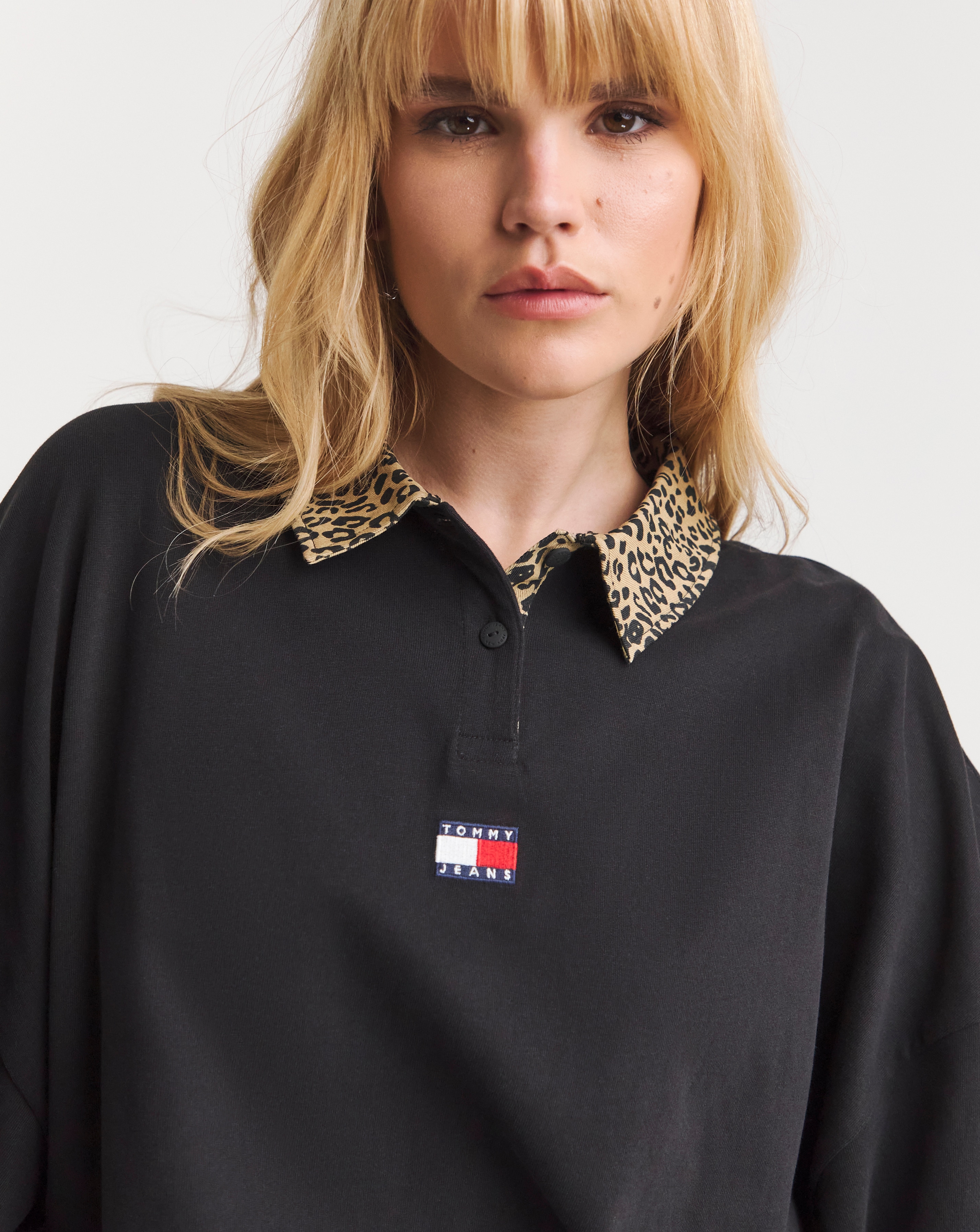 Tommy Jeans Leopard Collar Sweatshirt Simply Be