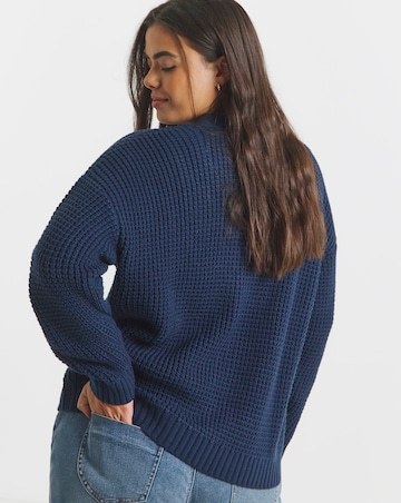 Navy Waffle Knit Boyfriend Cardigan