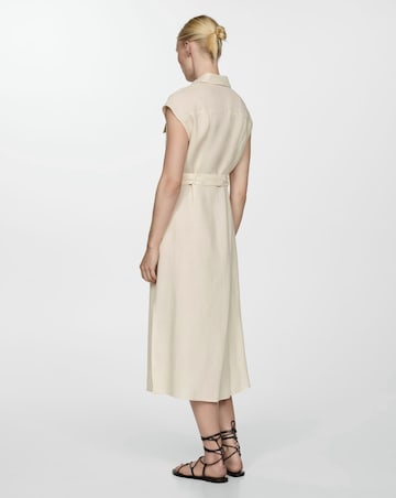 Mango Pure Linen Shirt Dress with Tie Detail