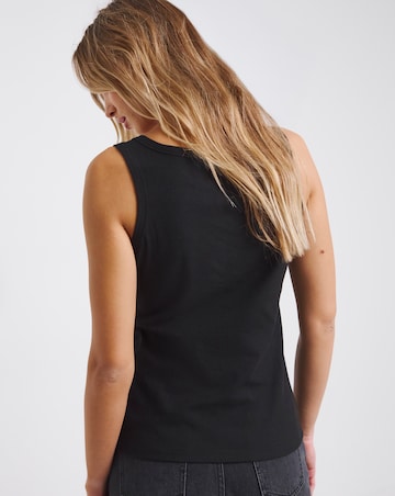 Black Ribbed Vest with Metal Trim