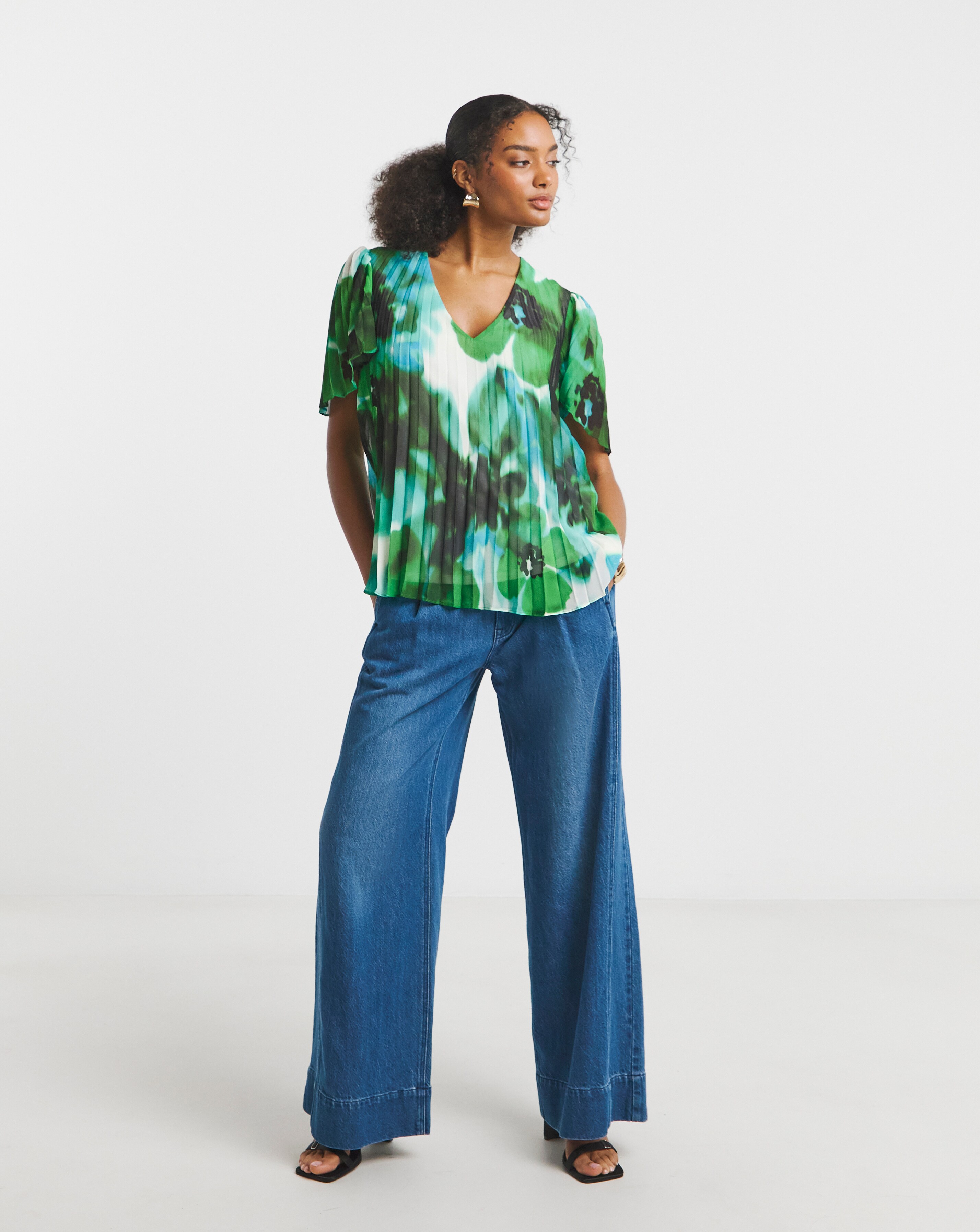 Joanna Hope Printed Pleated Blouse