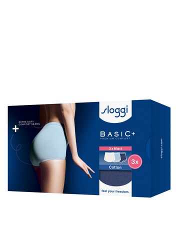 Sloggi (3 Pack) Basic Maxi Cotton Knickers Blue Multi