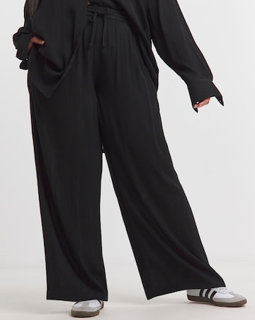 Simply Be Black Crinkle Wide Leg Trousers