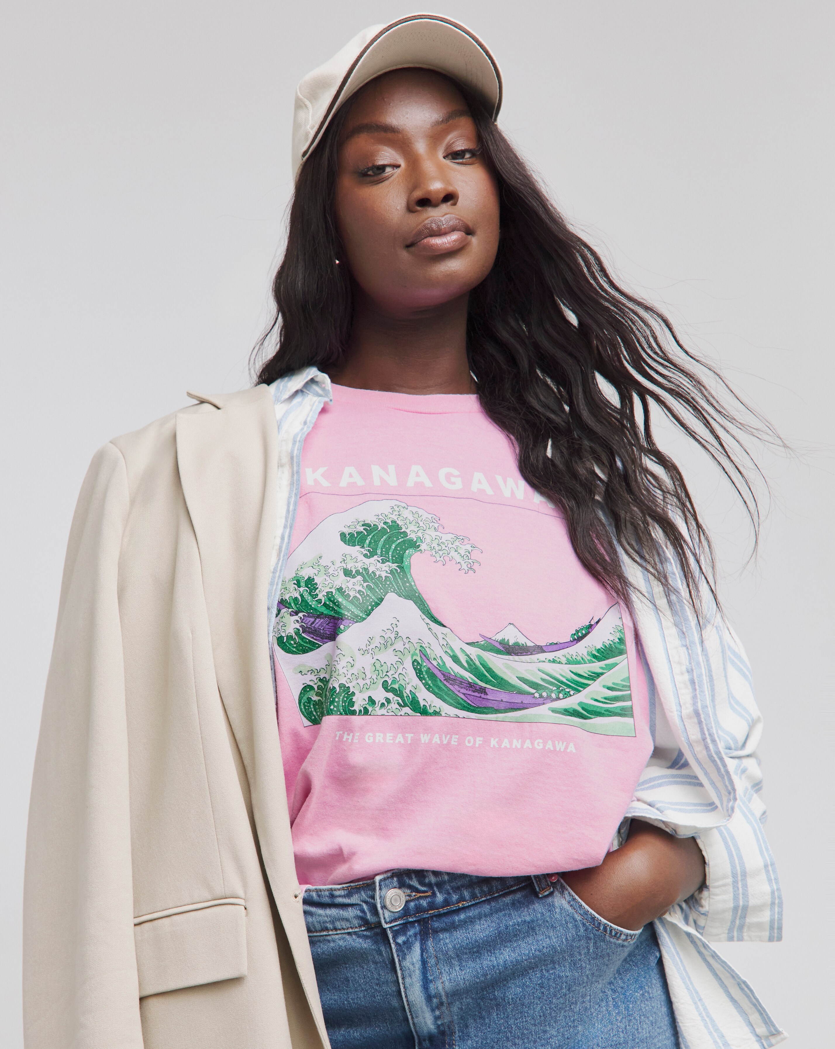 Pink Hokusai Waves License T-Shirt | Simply Be