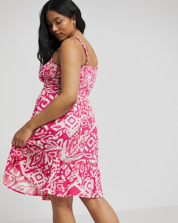 Shirred Bandeau Mini Beach Dress