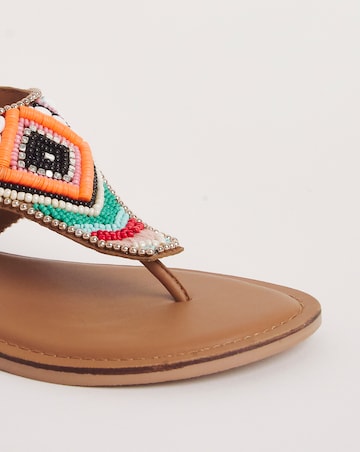 Piper Beaded Toe Post Flat Sandals Extra Wide EEE Fit Simply Comfort
