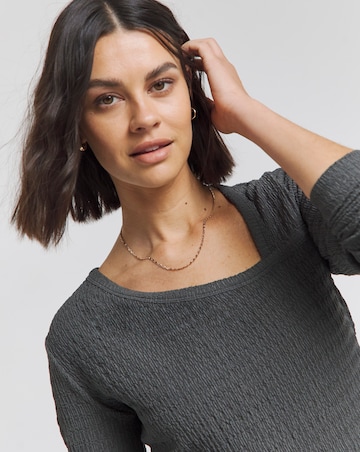 Simply Be Charcoal Asymmetric Textured Top